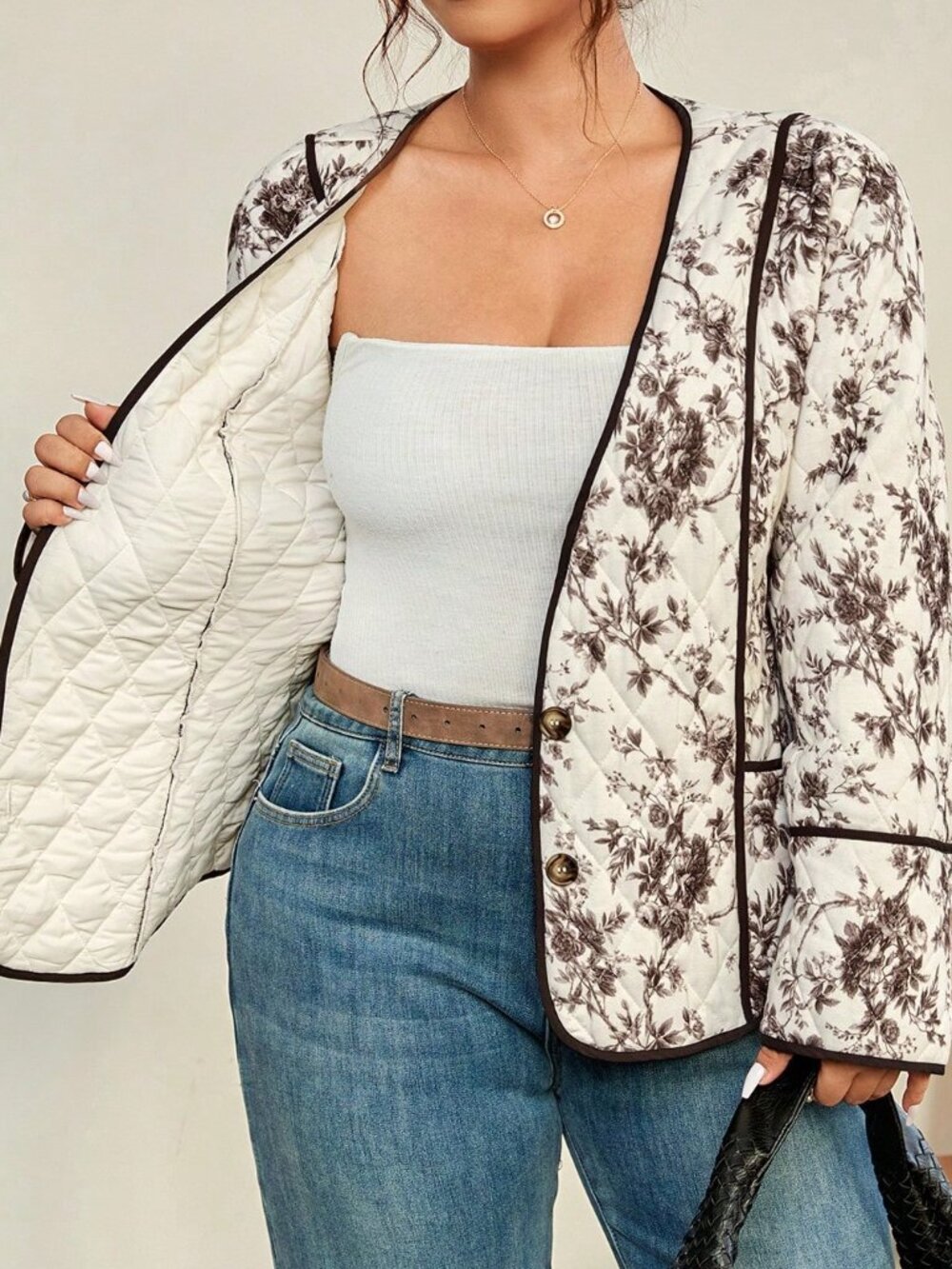 Brown Casual Women's Quilted Padded Jacket